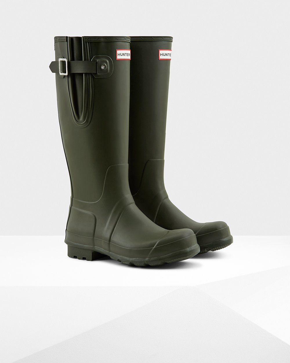 Botas de Lluvia Altas Hunter Hombre - Original Side Adjustable - Verde Oscuro Oliva - PVNTWXL-68